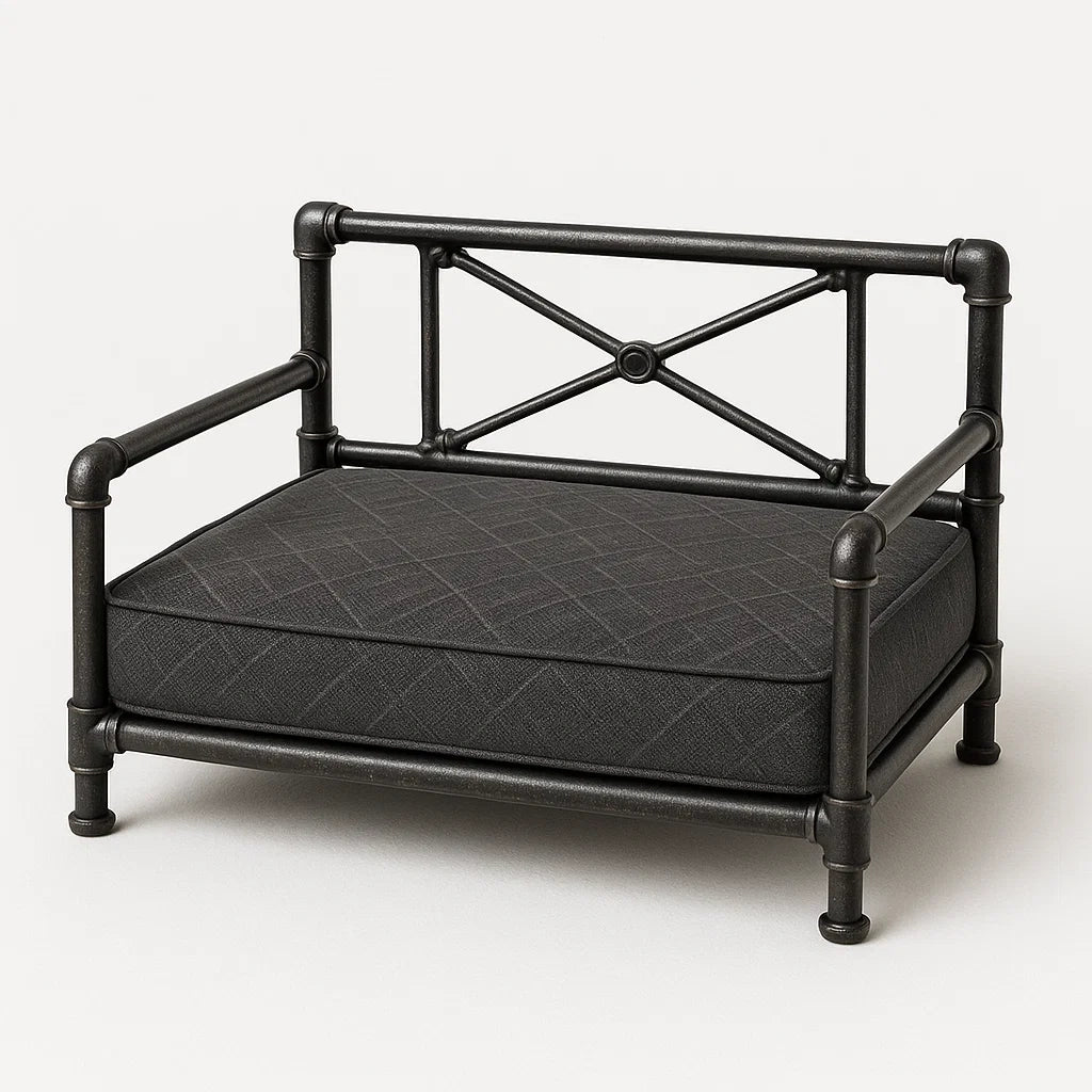 Hundebett Metallrahmen mit Polyester-Kissen Dunkelgrau