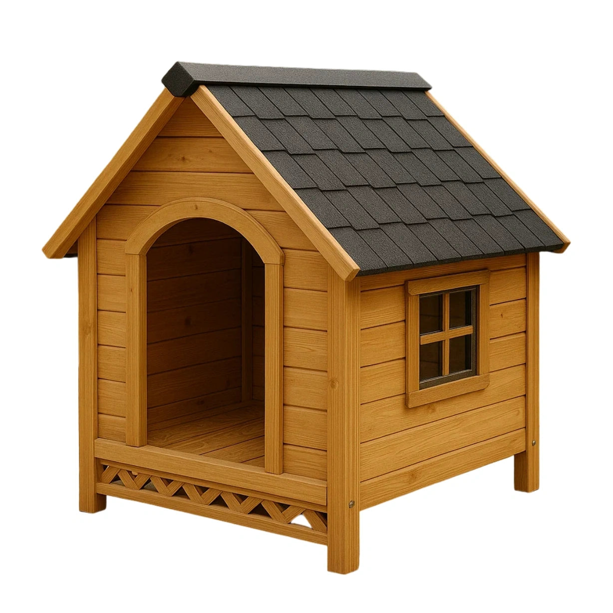 Holzhundehütte mit Bitumenschindeldach 90x95x104 cm