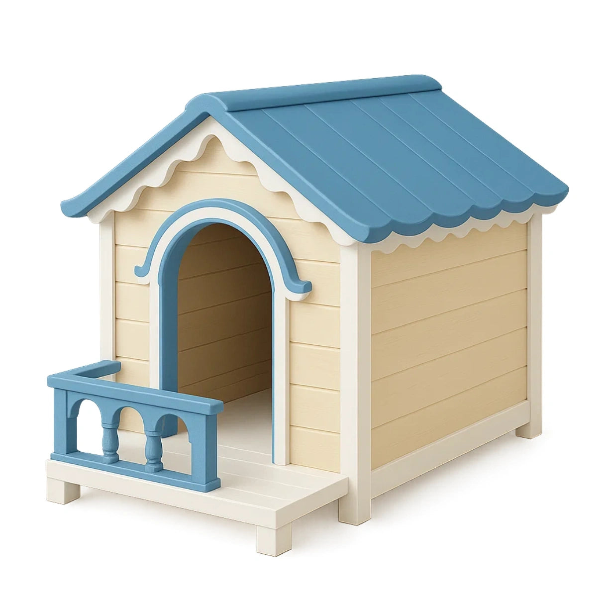 Hundehütte Kunststoff Blau Beige