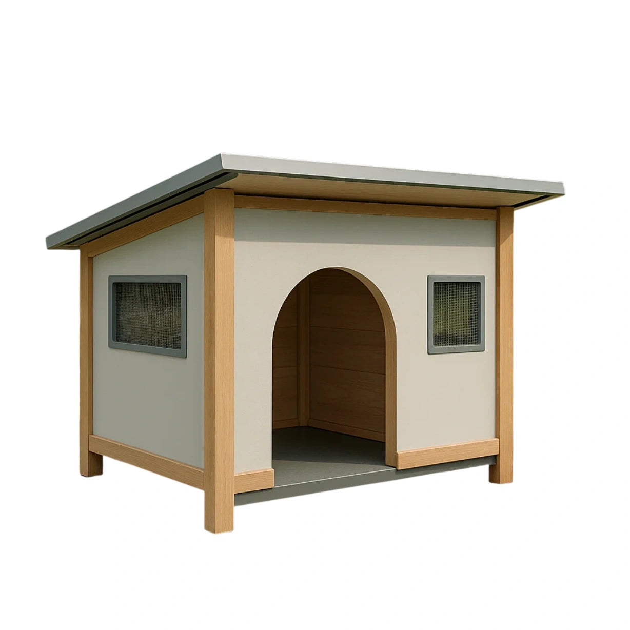 Holz Hundehütte aus Massivholz 70x50x60 cm Beige