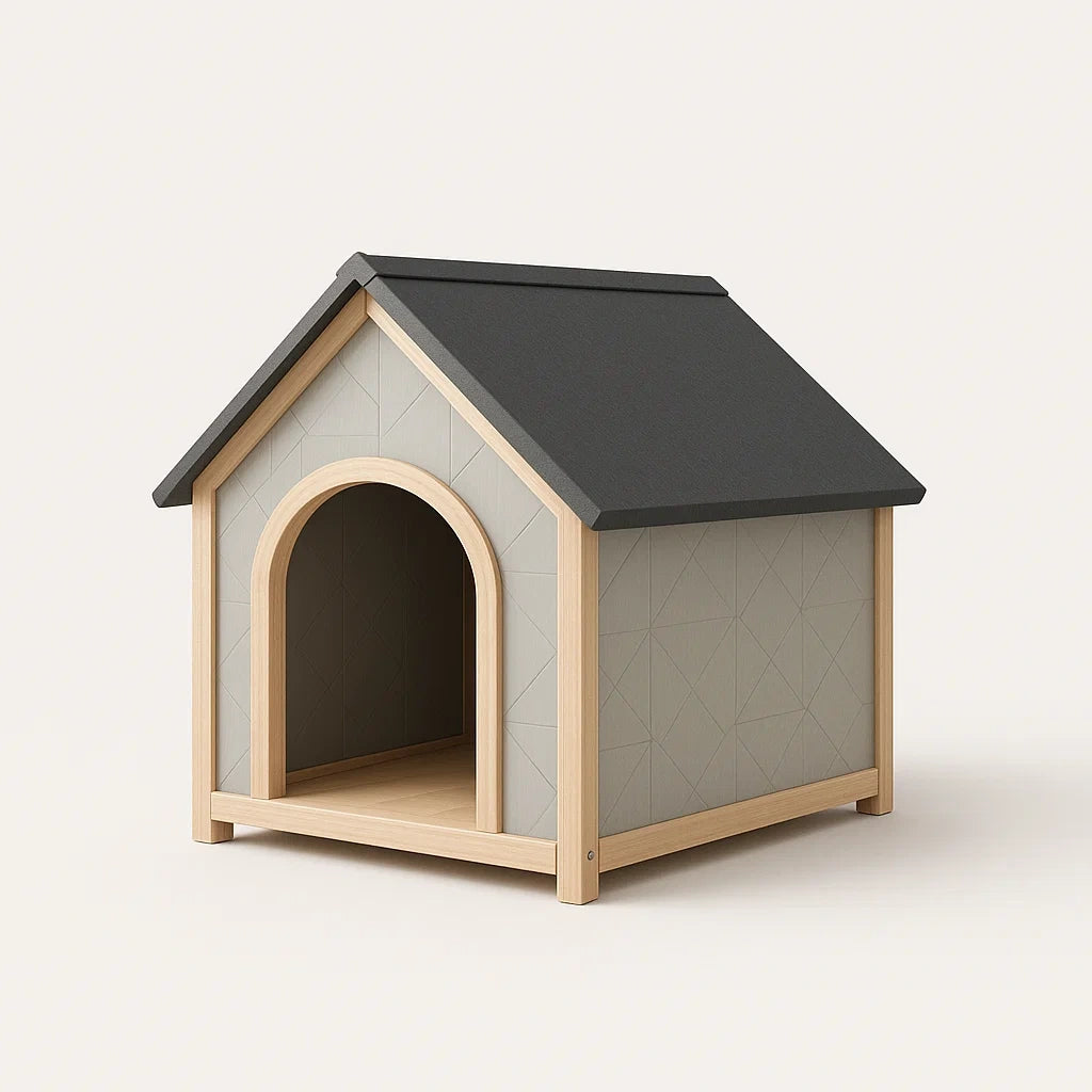 Haustierhaus aus Holz Grau/Schwarz