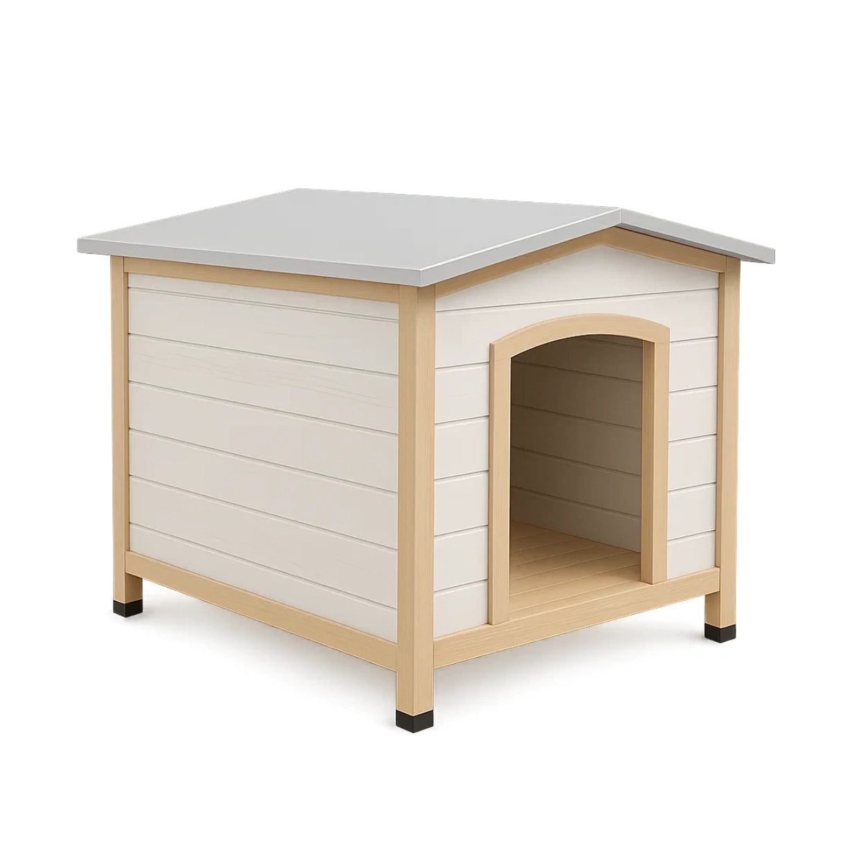 Hundehütte aus Holz-Kunststoff Beige 100x80x70 cm