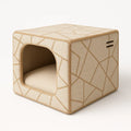 Katzenhaus Würfel Leinen Beige 40cm