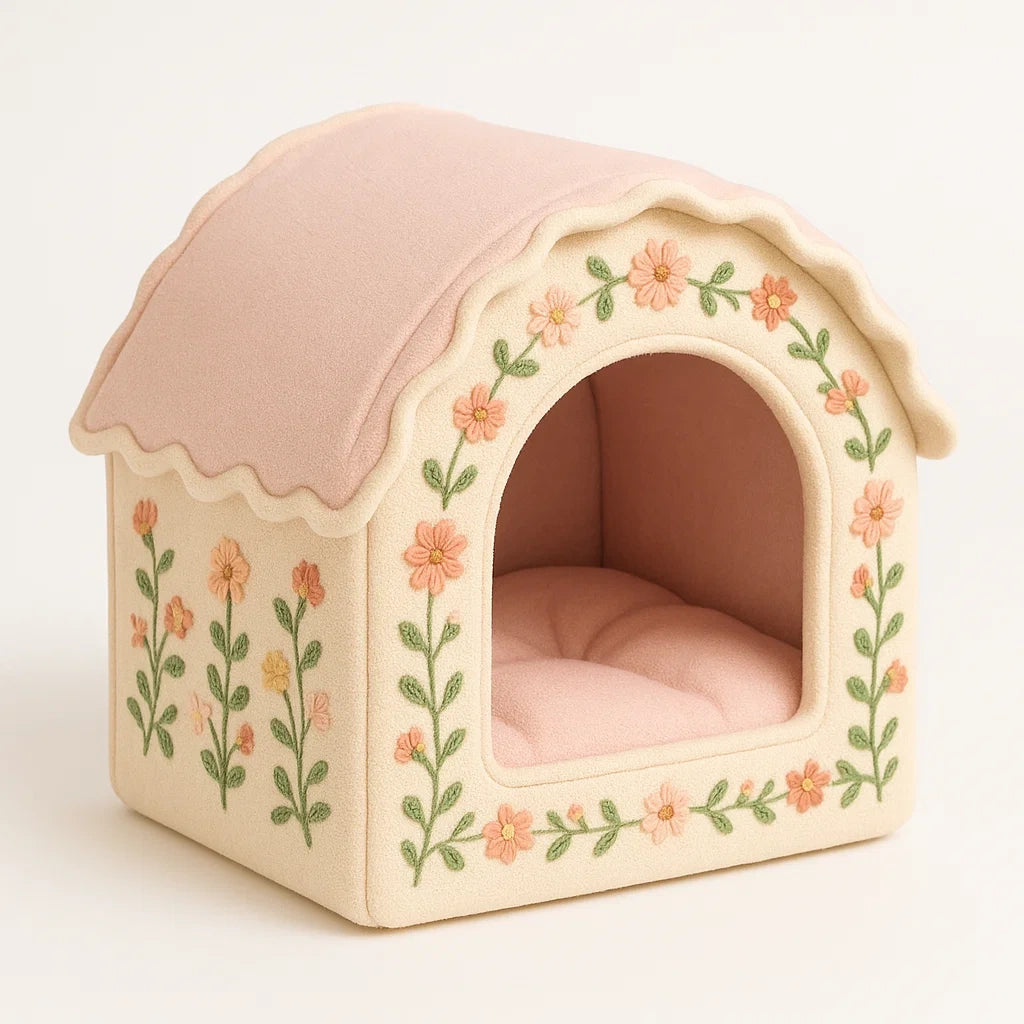 Polyester-Haustierhaus mit Blumenmotiv 40x35x30 cm