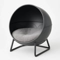 Katzenbett Kugelform aus Metall mit Grauem Kissen