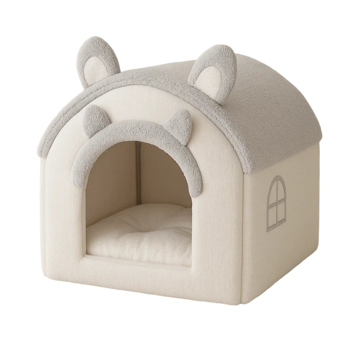 Katzenhaus aus Polyester Beige Grau