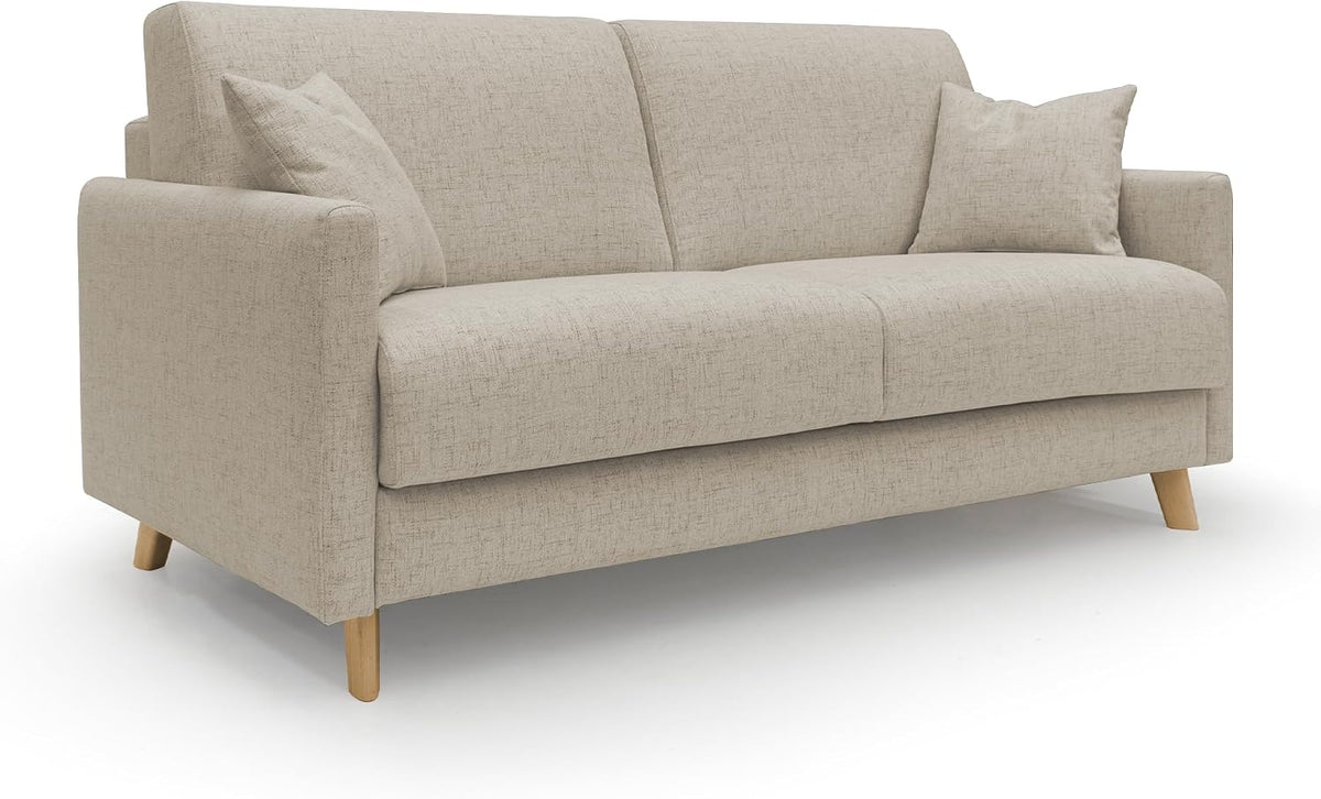 Sofa Edgar Bettsofa, 160 × 197 cm, 200 cm, aus Stoff, Beige, Divani.Store