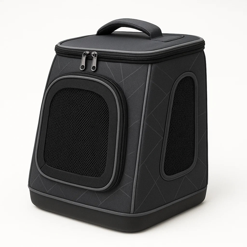Haustier-Tragetasche aus Oxford-Gewebe mit Netzfenstern Schwarz 40x30x30 cm