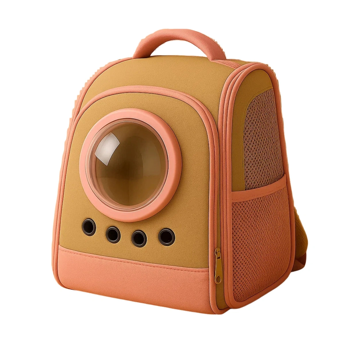 Haustier-Rucksack aus Polyester und Polycarbonat, Beige/Orange, 42 cm