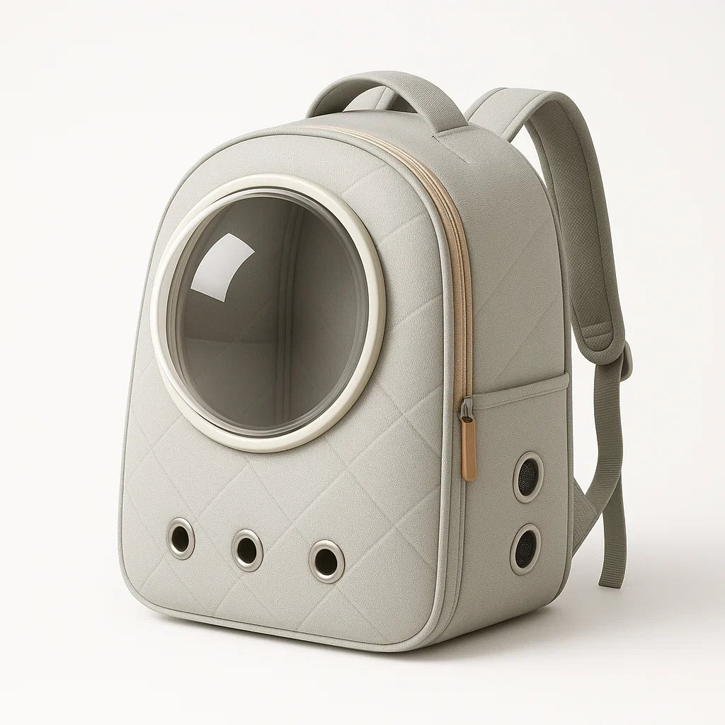 Haustier Rucksack mit Sichtfenster aus Polyester Grau