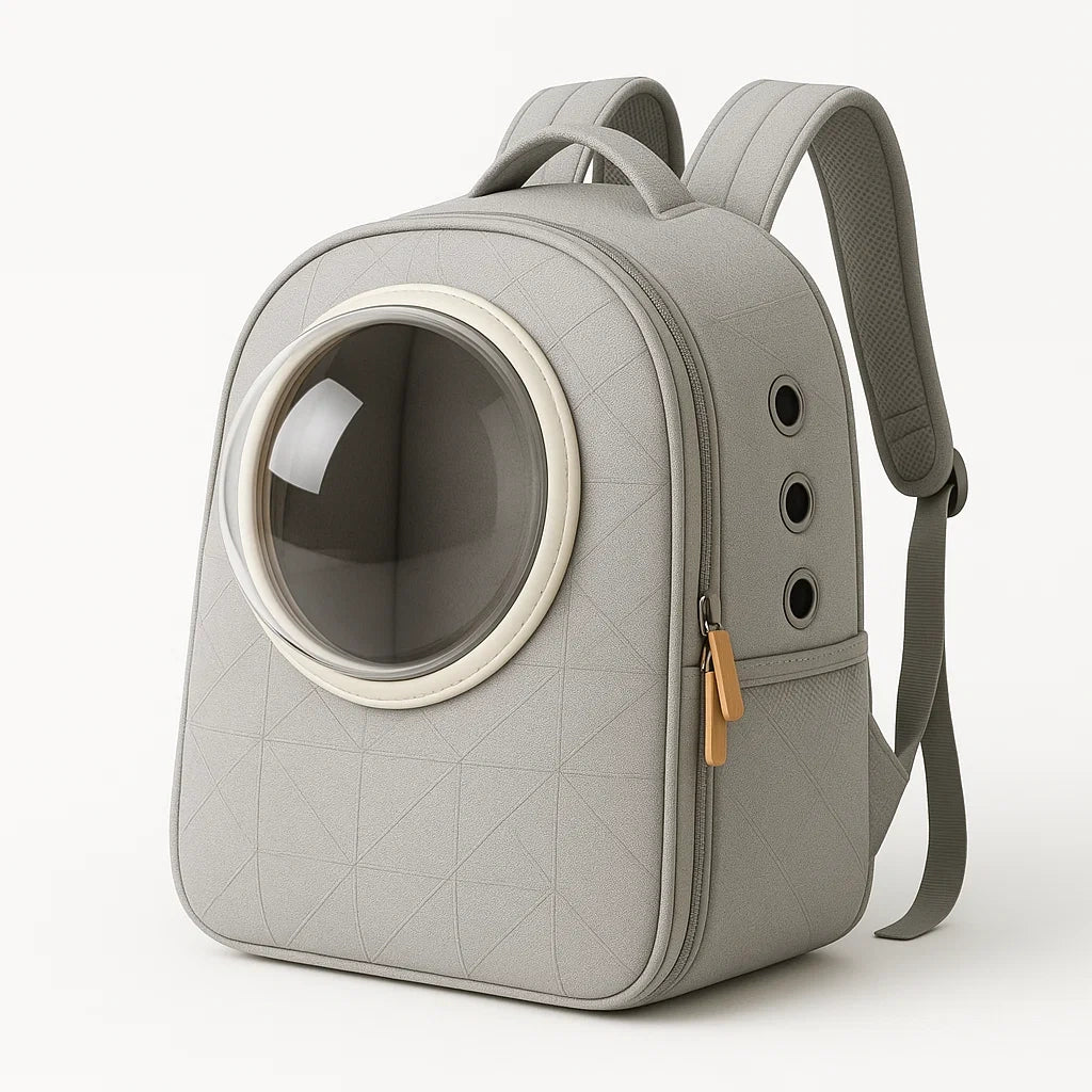 Haustier-Rucksack mit Acrylfenster, Polyester, Grau, 40x30x25 cm