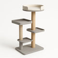 Katzenkratzbaum aus Holz und Stoff Beige Grau 60x45x130cm