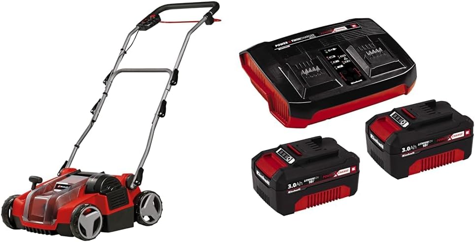 Einhell Vertikutierer, 36 V, 3,0 Ah, 35 cm, klappbar, Rot/Schwarz