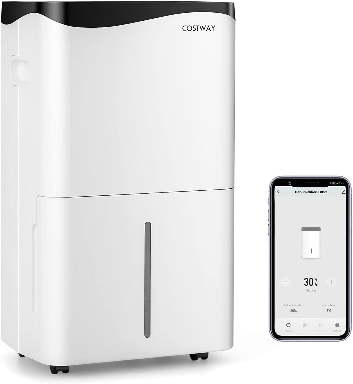 FANTASK Luftentfeuchter, 50 L, 5 L, mit LED, mit Timer, Weiß