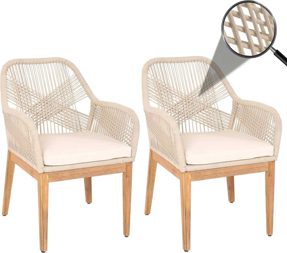 Sessel HWC-H56b, wasserabweisend, für den Garten, Beige/Creme-Weiß, Mendler