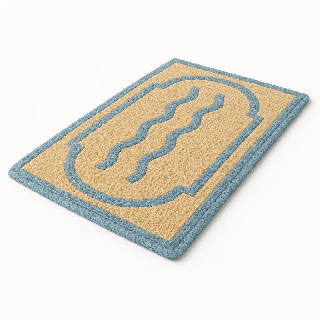 Türmatte aus Kokosfaser Blau/Beige Rechteckig 60x90cm
