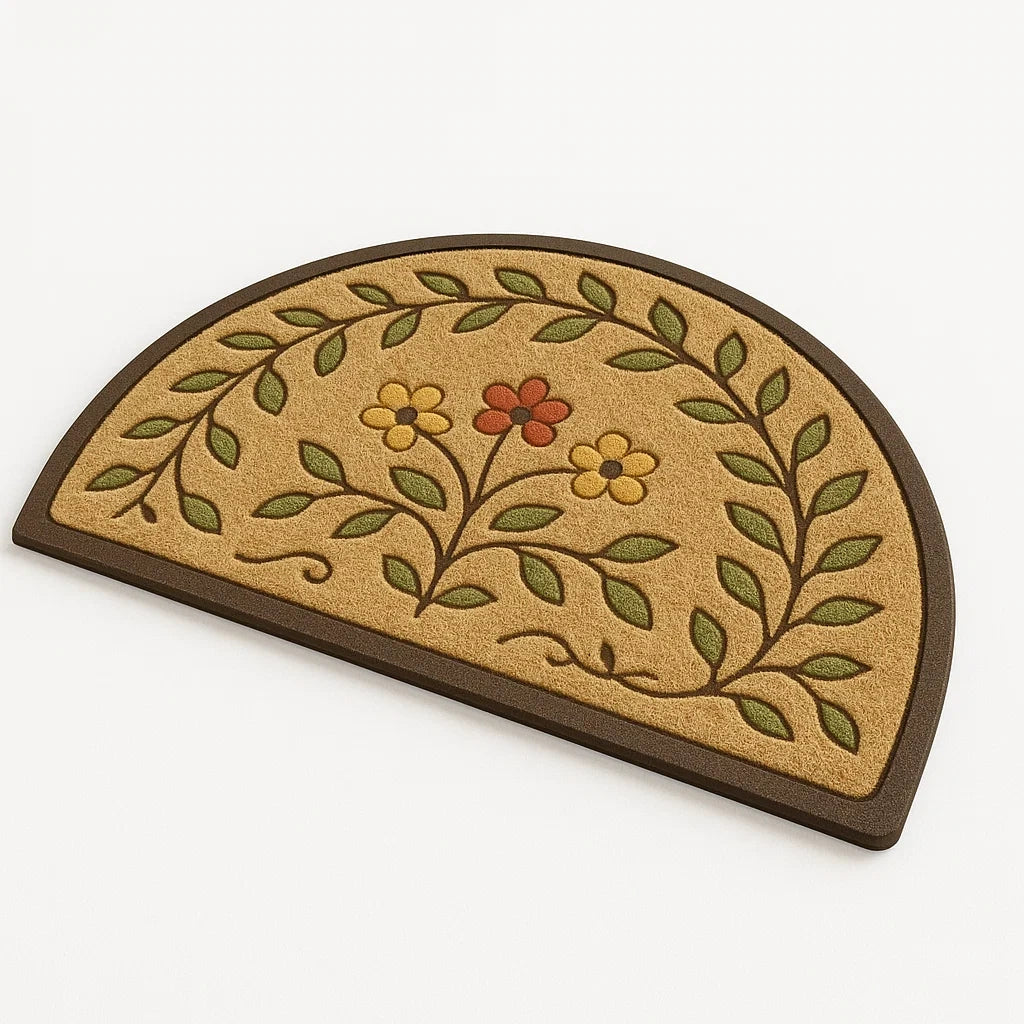 Halbkreis Türmatte Blumenmuster Polyester 75x45 cm