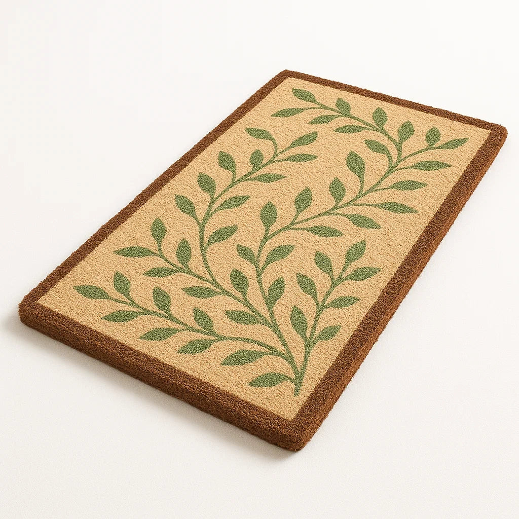 Rechteckige Kokosmatte mit Blattmuster 75x45 cm
