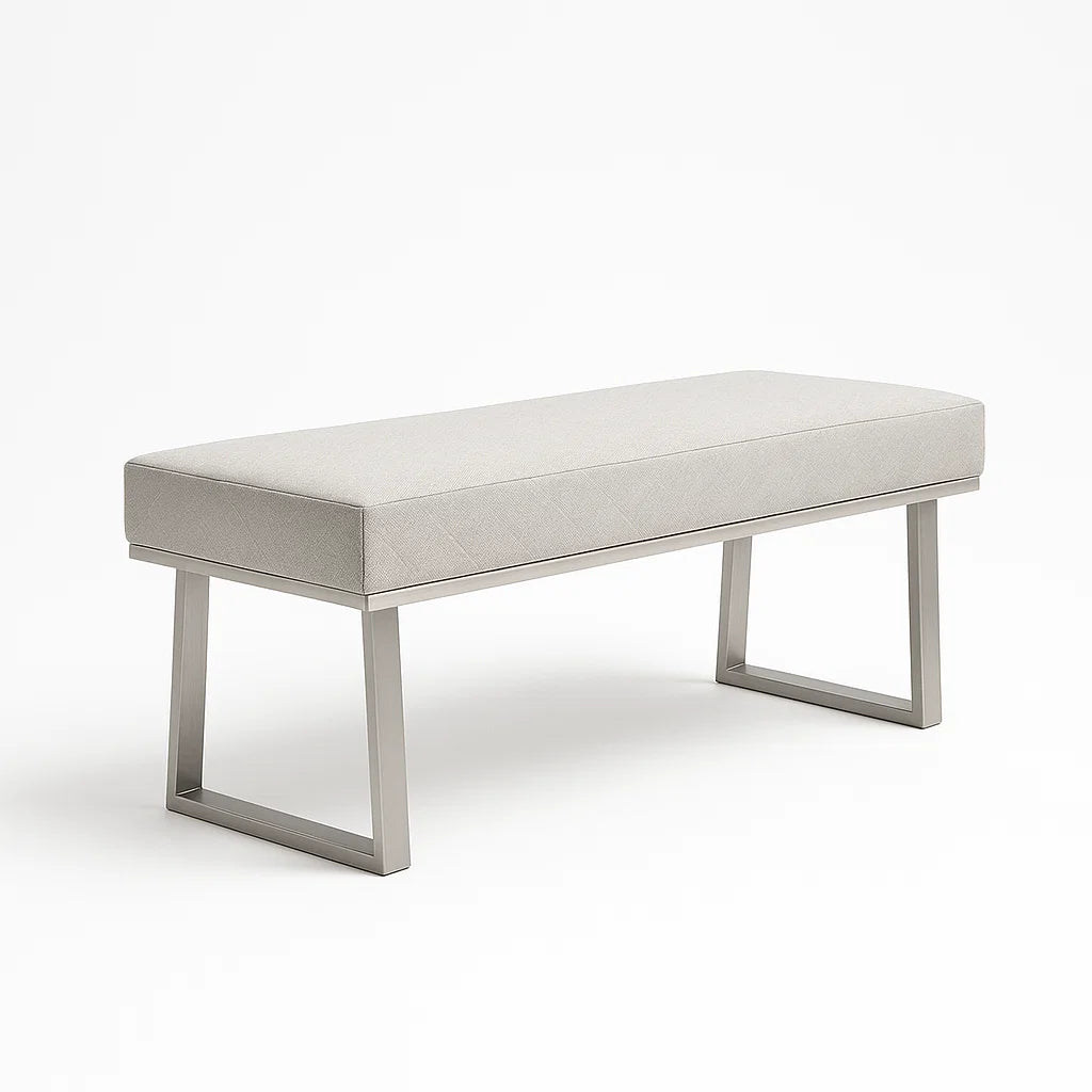 Bank Polyester Edelstahl Beige 120cm