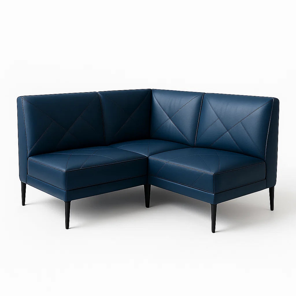 Ecksofa Kunstleder Dunkelblau 140cm x 140cm
