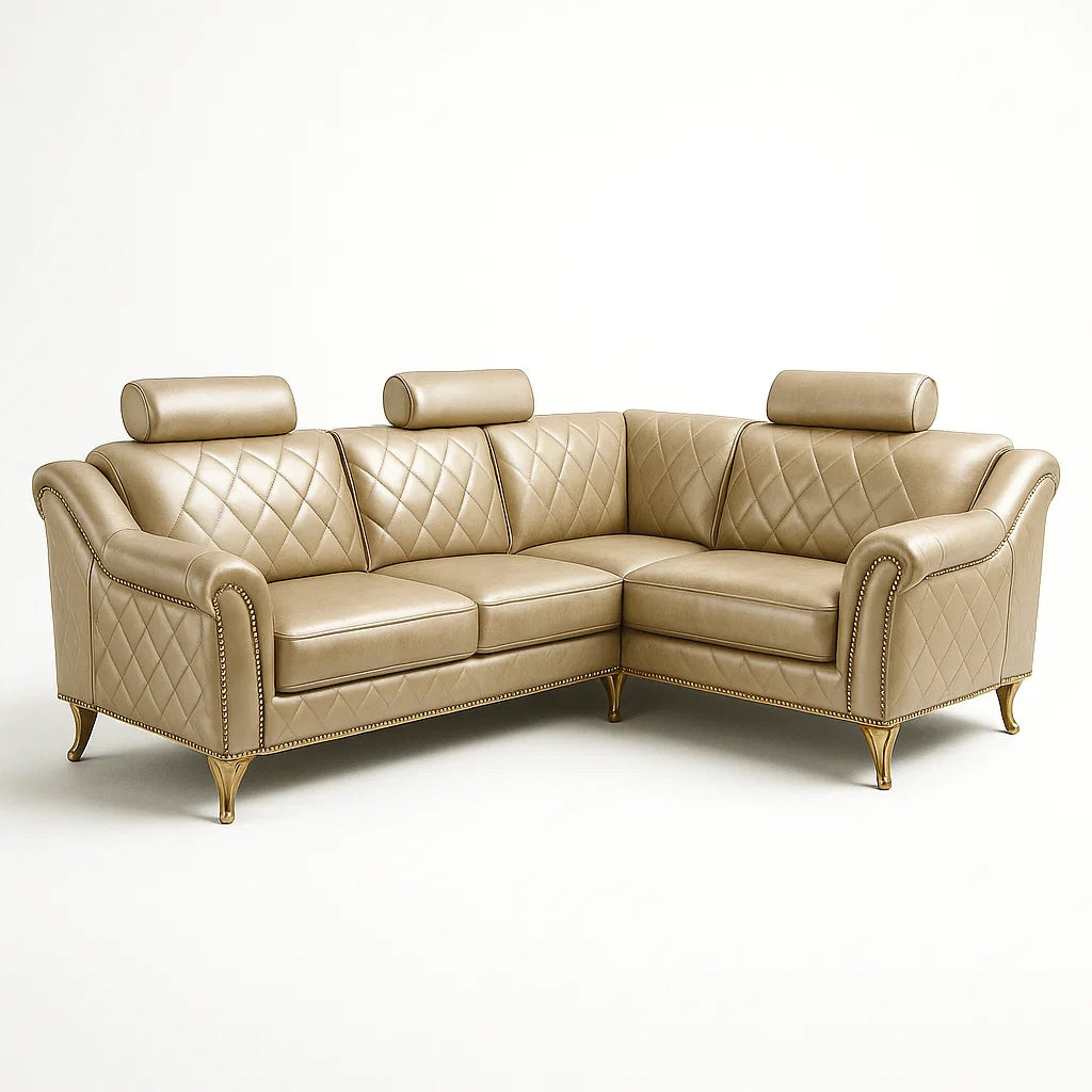 Ecksofa PU-Leder Beige L-Form 250x220 cm