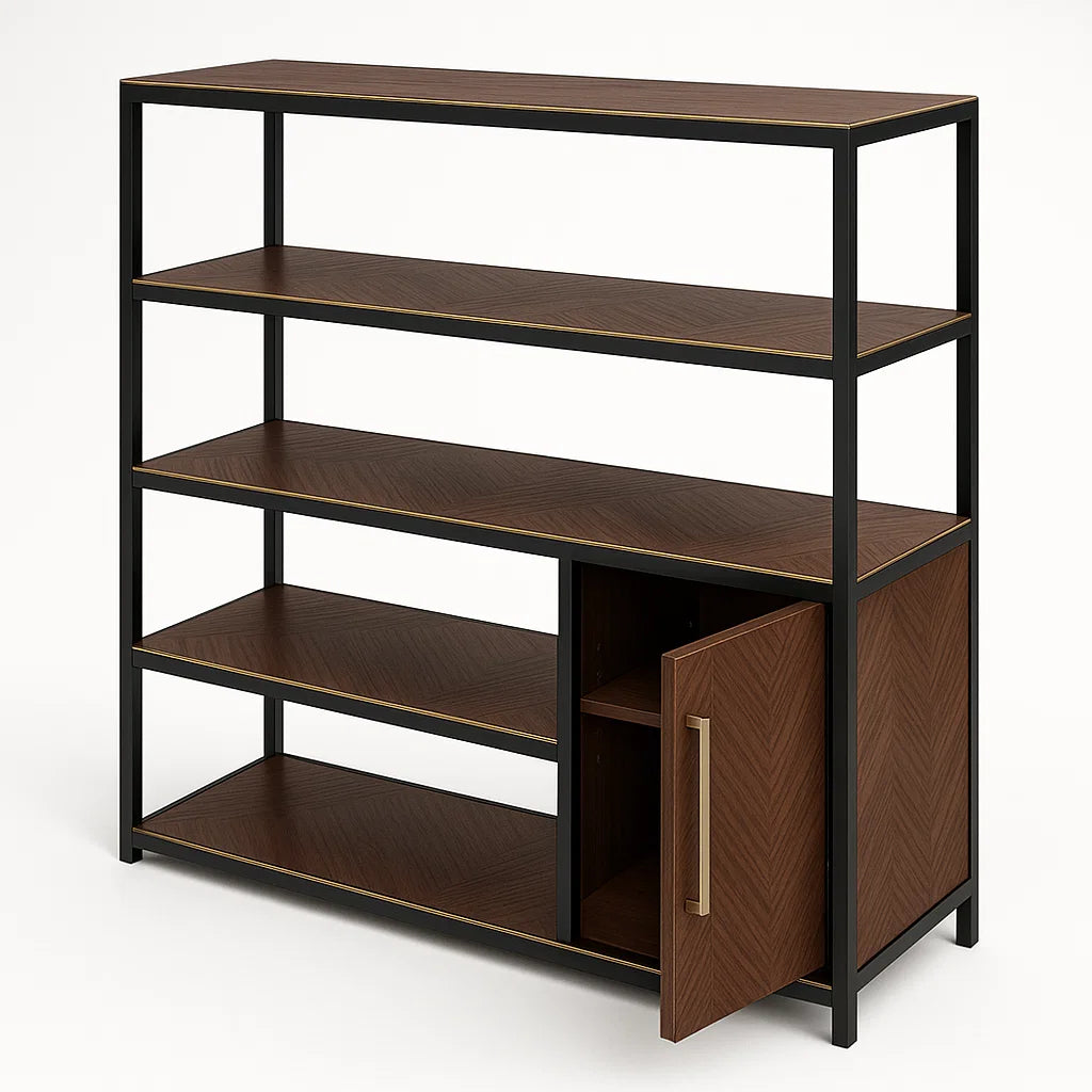 Regal Holzspanplatte mit Stahlrahmen Braun/Schwarz 120x40x140cm