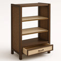 Holzregal mit Rattan und Schublade Dunkelbraun 90x60x40cm