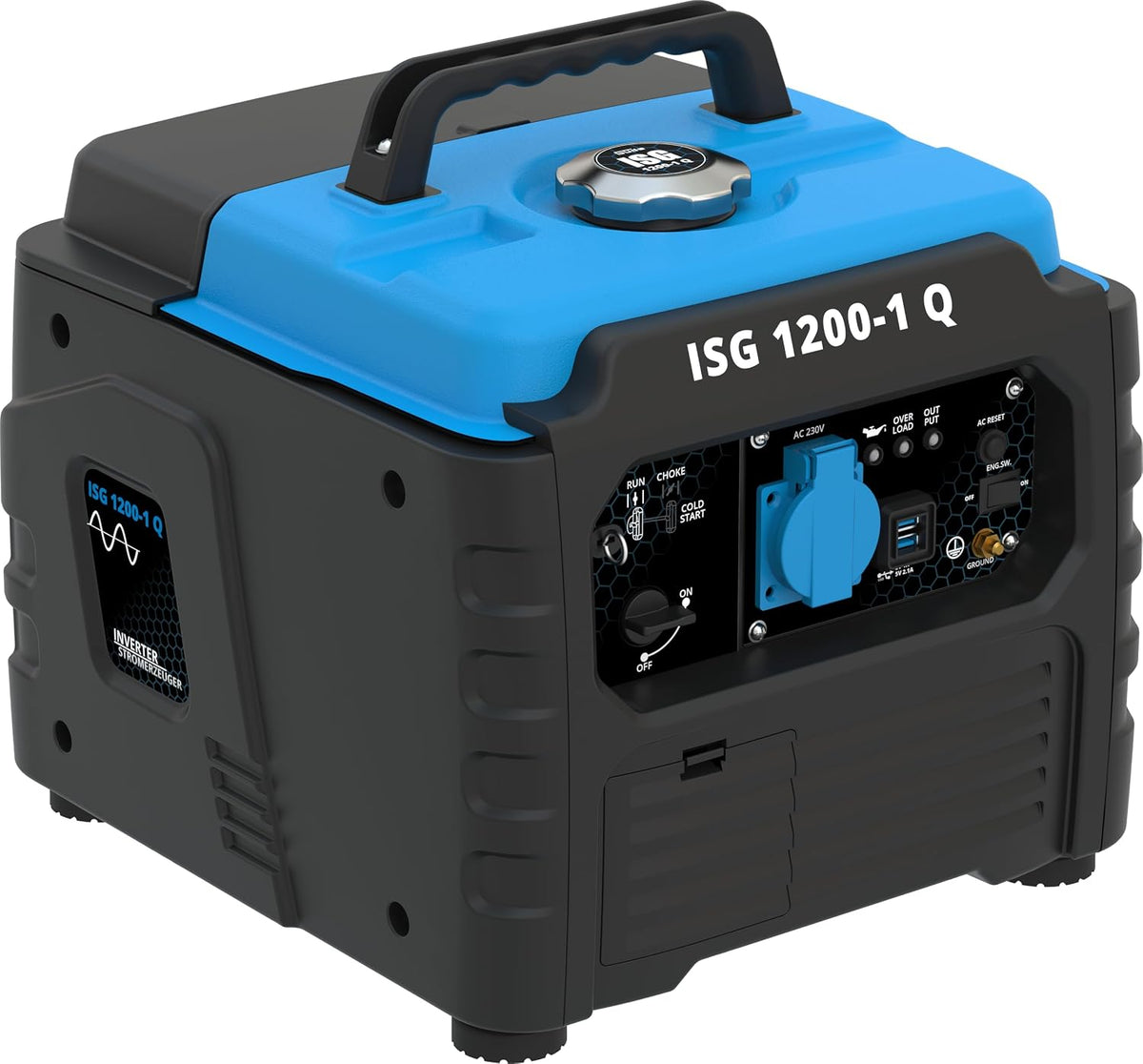 Güde Inverter Stromerzeuger, 3 l, 1200 W, 230 V, mit LED, mit USB, Blau/Schwarz