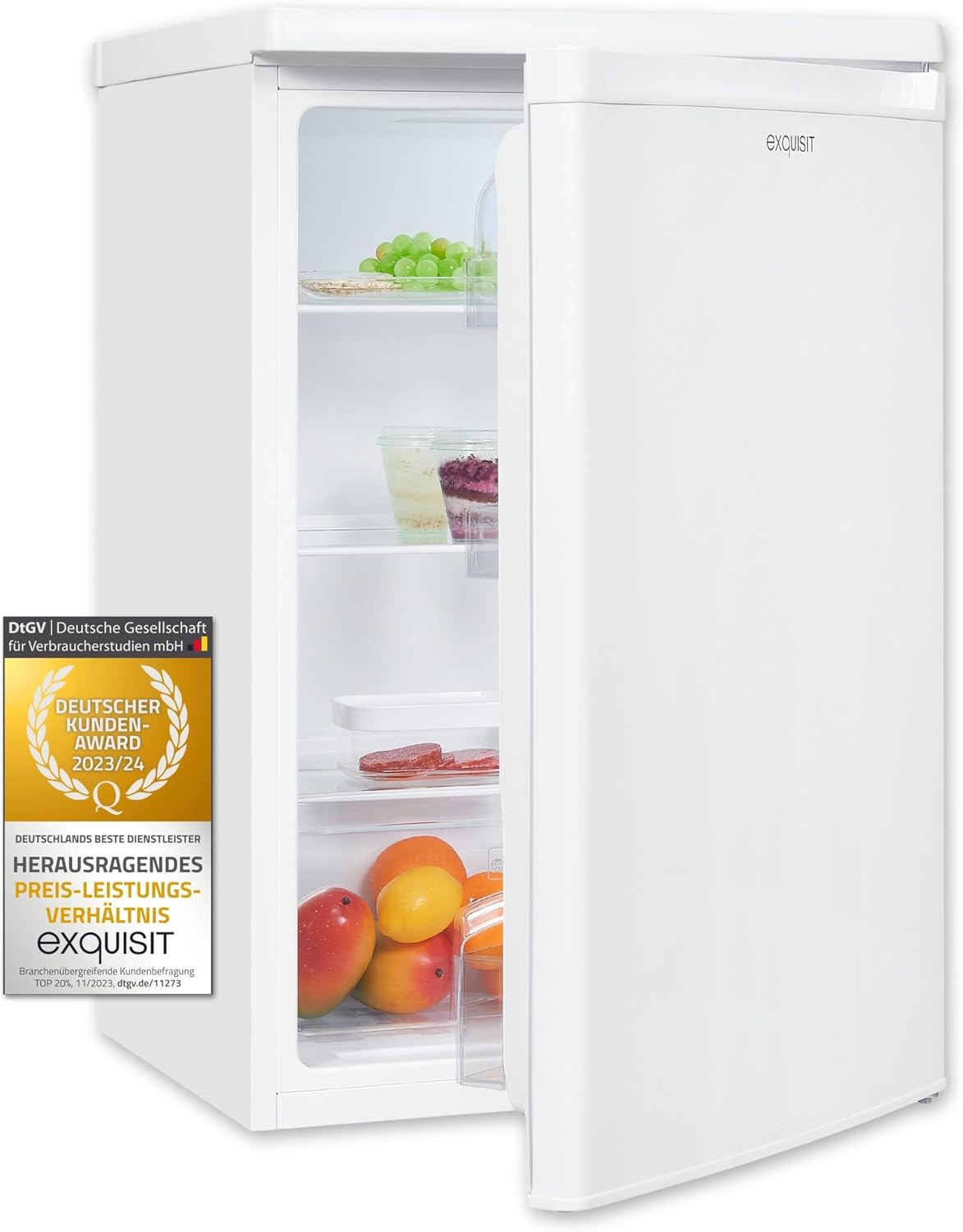 Kühlschrank KS16, 127 l, aus Glas, Weiß, Exquisit
