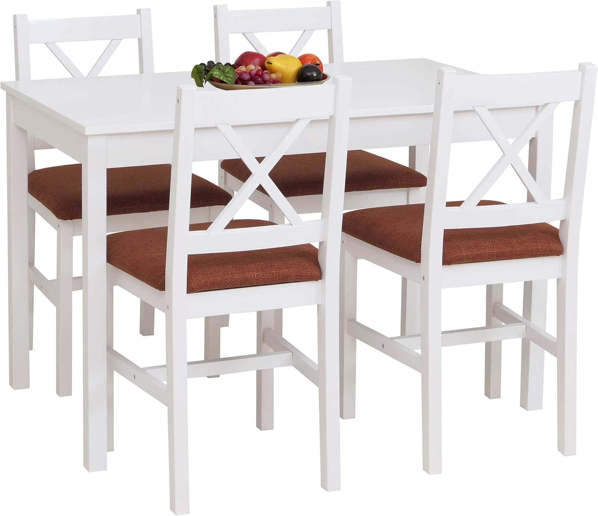 Essgruppe HWC-F77, 110 cm, aus Stoff, Weiß/Terrakotta, Mendler