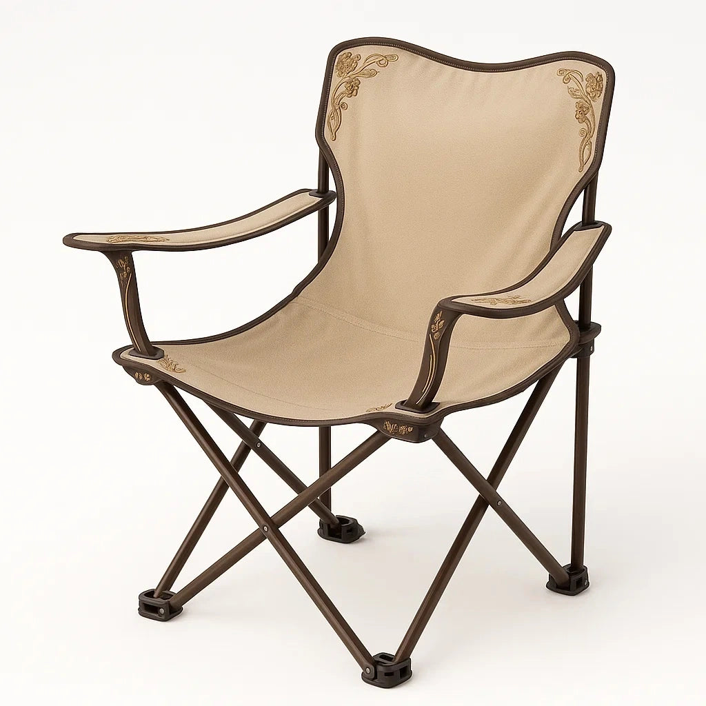 Faltbarer Campingstuhl Polyester Stahl Beige