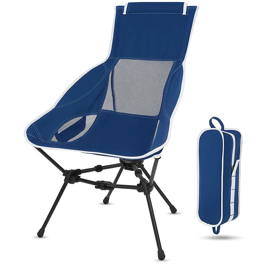 Klappbarer Campingstuhl aus Nylon und Polyester-Mesh Blau mit Tragetasche