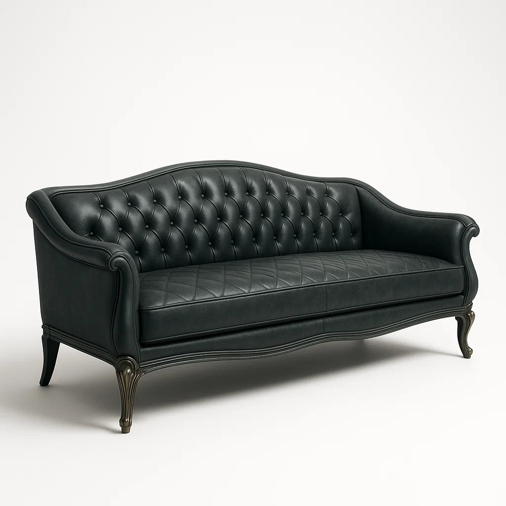 Dreisitzer Sofa Leder Dunkelgrün