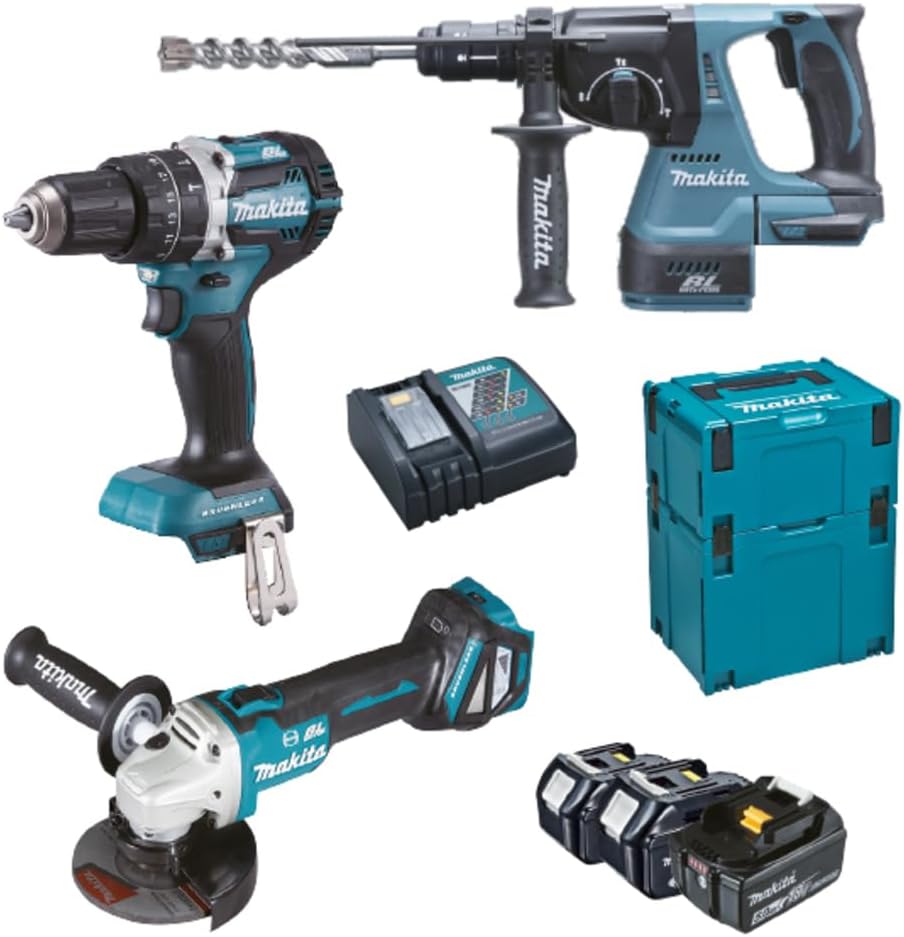Makita DLX3119TJ Werkzeugsets, 18 V, 5 Ah, Schwarz/Blau