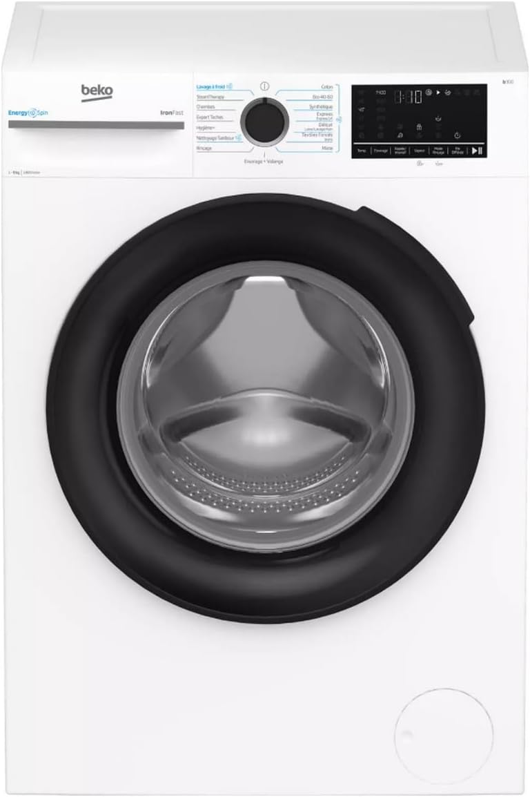 Beko Waschmaschine, 9 kg, Weiß/Schwarz