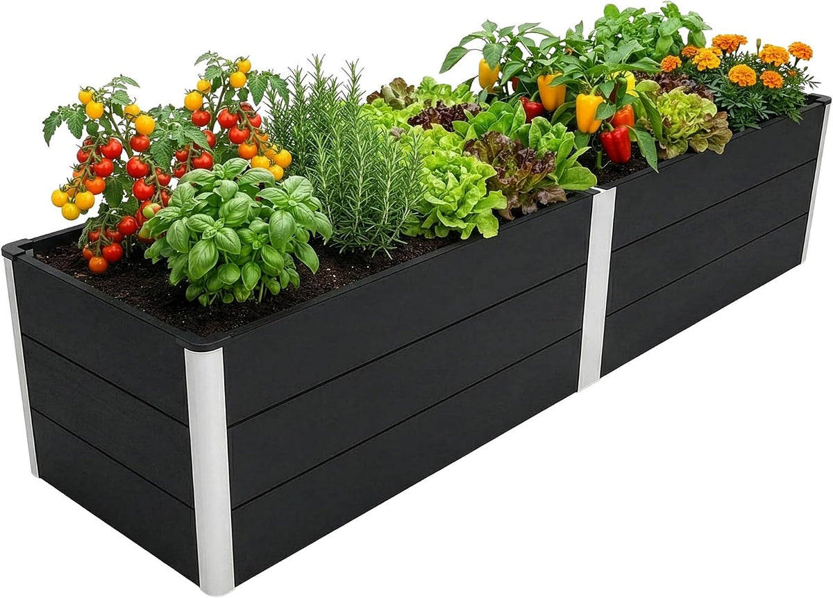 Floordirekt Hochbeet WPC Hochbeete-Kit, 200 × 50 × 45 cm, für den Garten und die Terrasse, Anthrazit