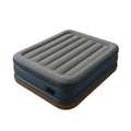 Aufblasbares Doppelbett PVC Velours Grau/Blau 203x152x46 cm