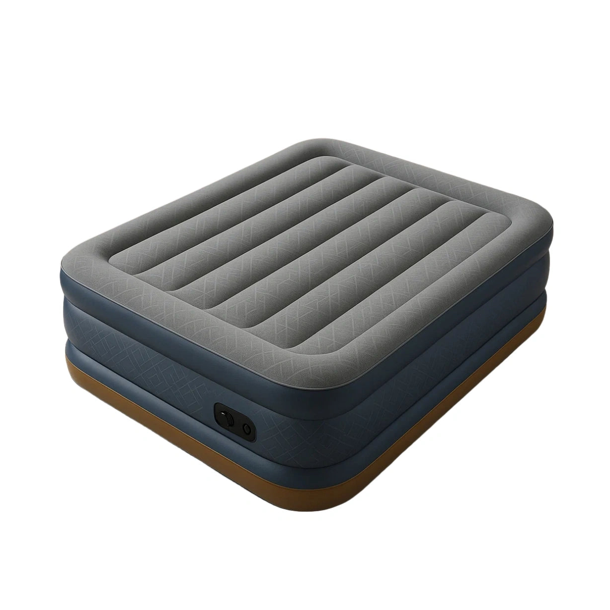 Aufblasbares Doppelbett PVC Velours Grau/Blau 203x152x46 cm
