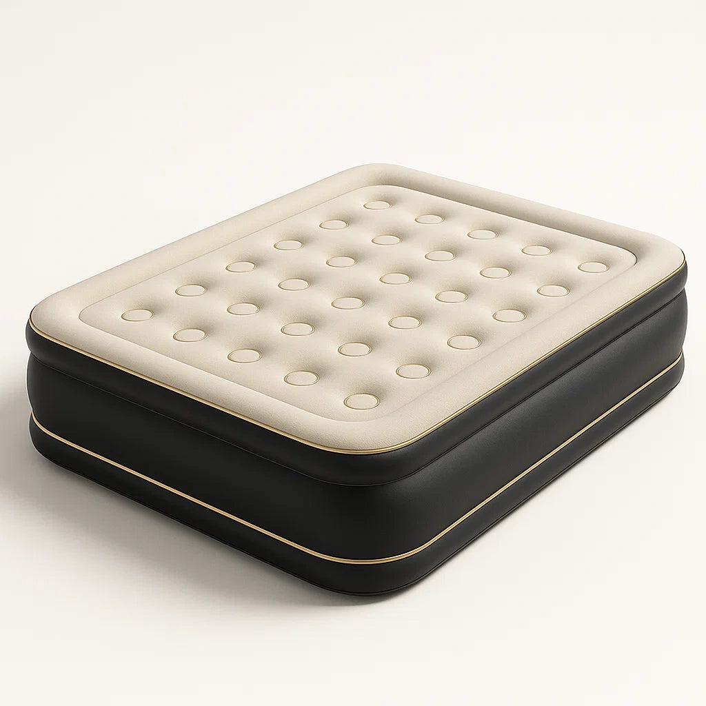 Luftmatratze Doppelbett PVC Beige Schwarz 203x157x47cm