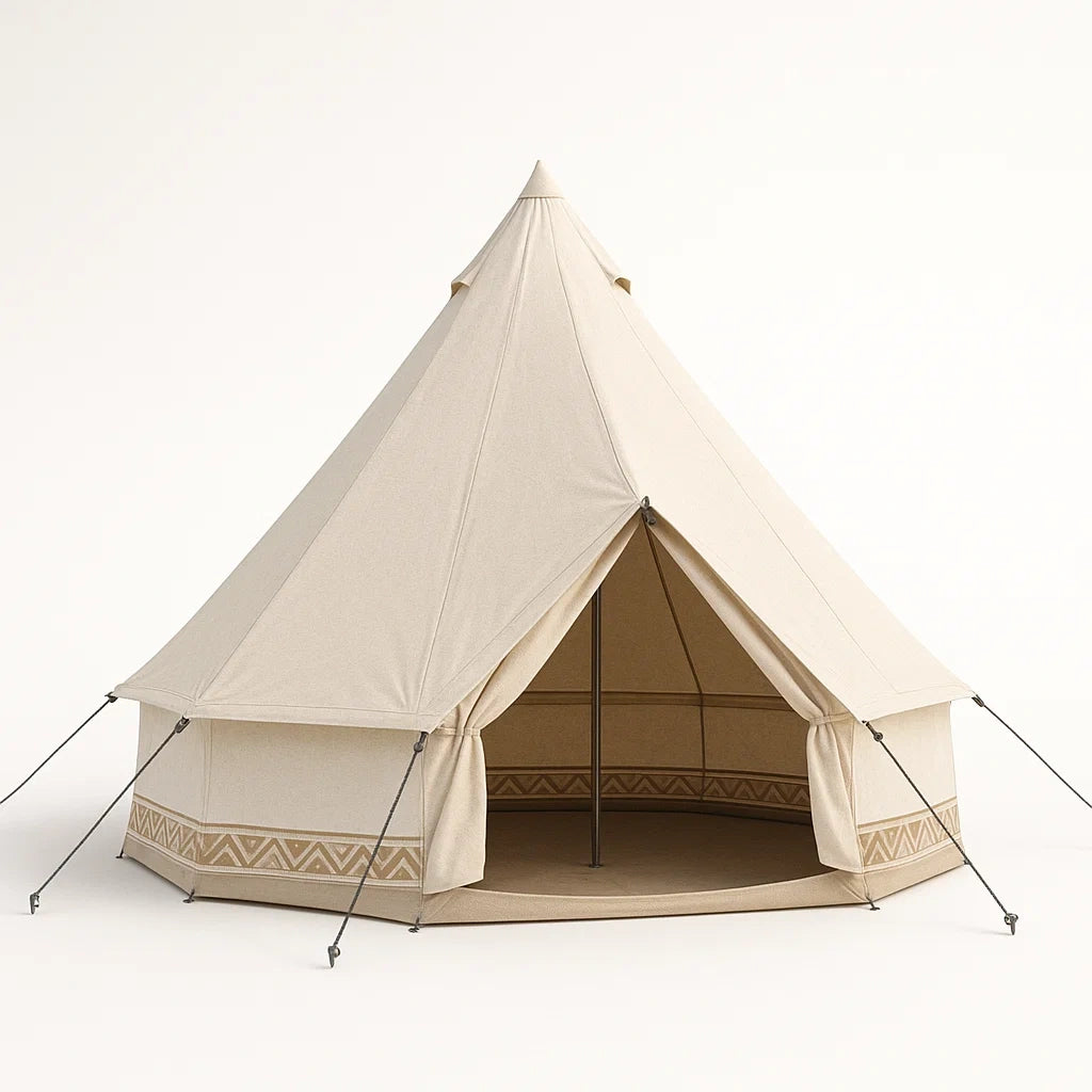 Rundes Baumwoll-Campingzelt Beige 400 cm