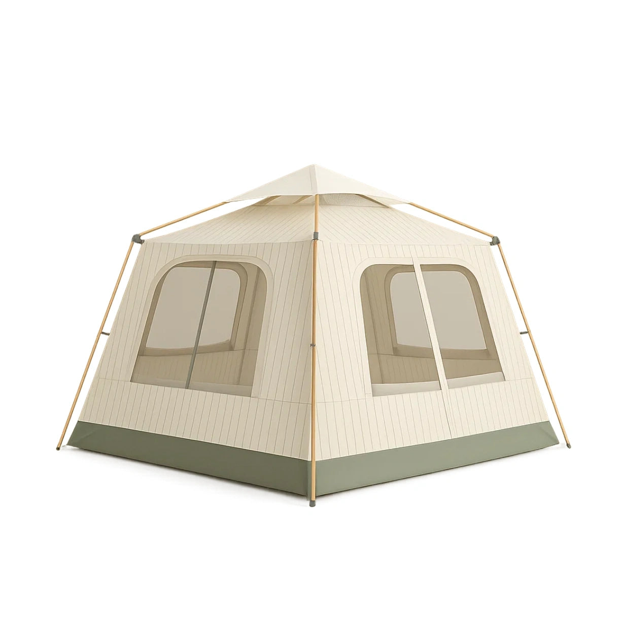 Achteckiges Campingzelt aus Polyester in Beige und Grün 300cm x 300cm x 250cm