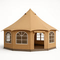 Sechseckiges Pavillon Zelt Beige Stahlrahmen Polyester 350x350x280 cm