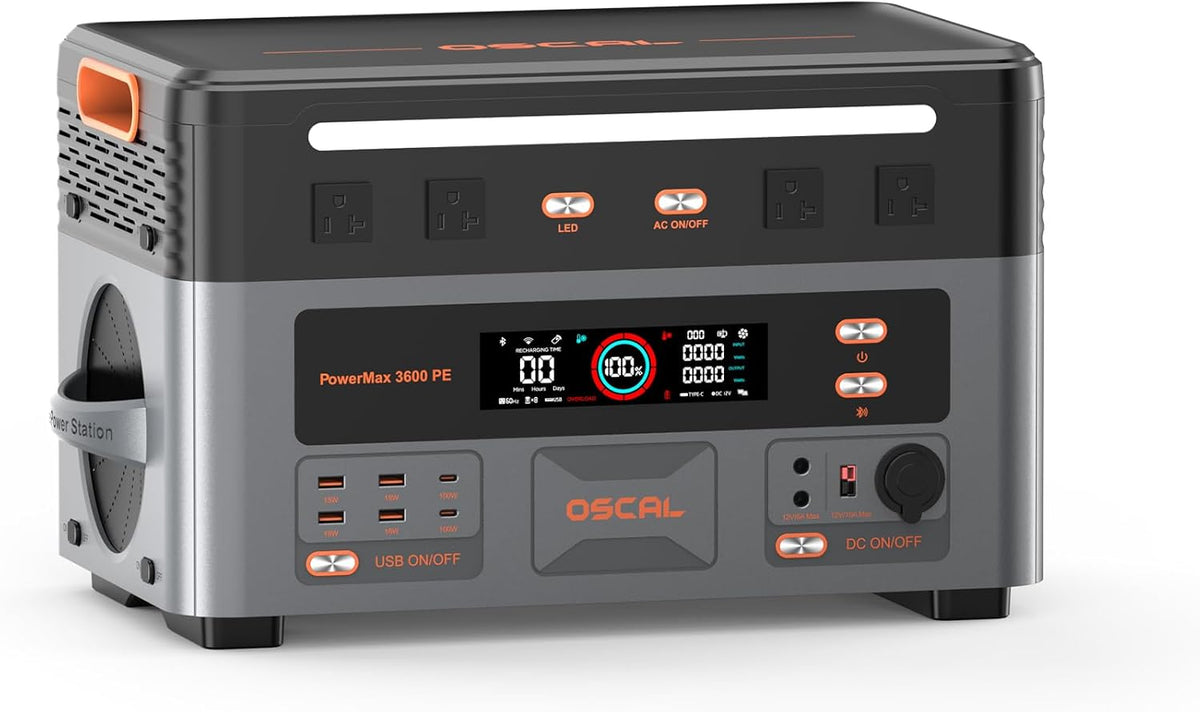 ECOGREAT LiFePO4 Stromerzeuger, 3600 W, 7200 W, 2016 Wh, für Camping, Schwarz/Grau/Orange
