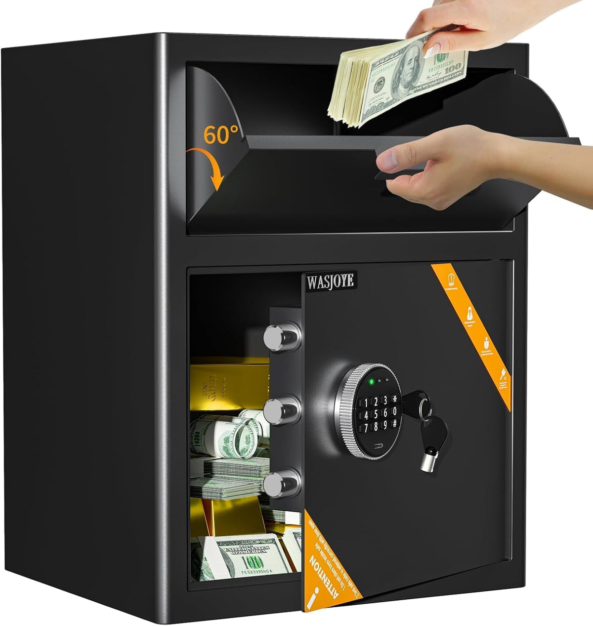 WASJOYE Schlitzsafes, 70 L, 35 cm, für das Büro, Schwarz