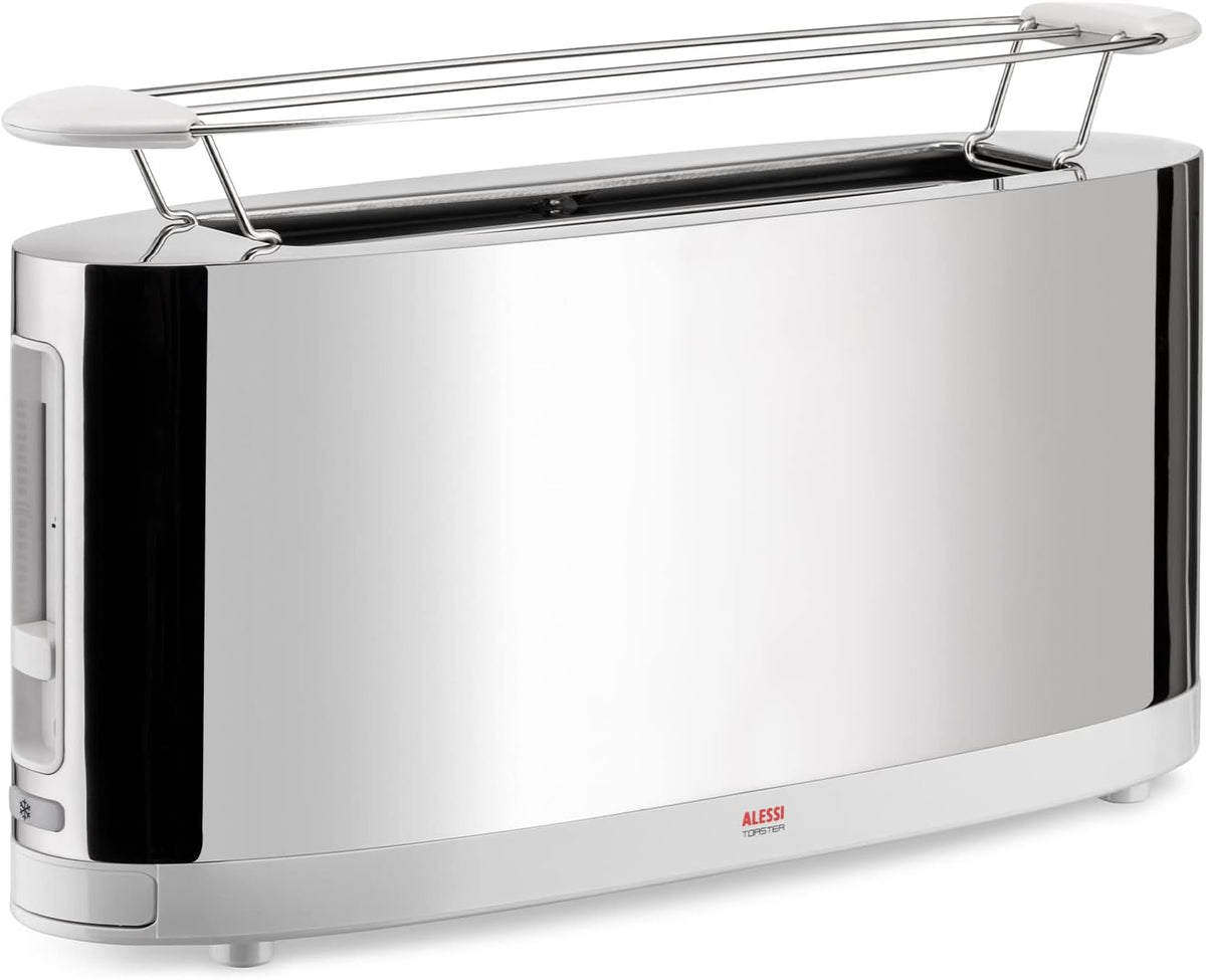 Alessi Plissé Toaster Toaster, aus Edelstahl und Stahl, Silber/Weiß