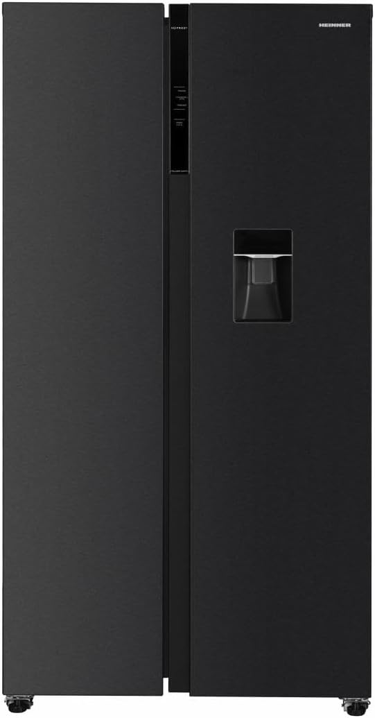 HEINNER HSBS-HM592NFDXWDE Kühl-Gefrier-Kombination, 592 L, mit LED, Schwarz, aus Edelstahl und Stahl