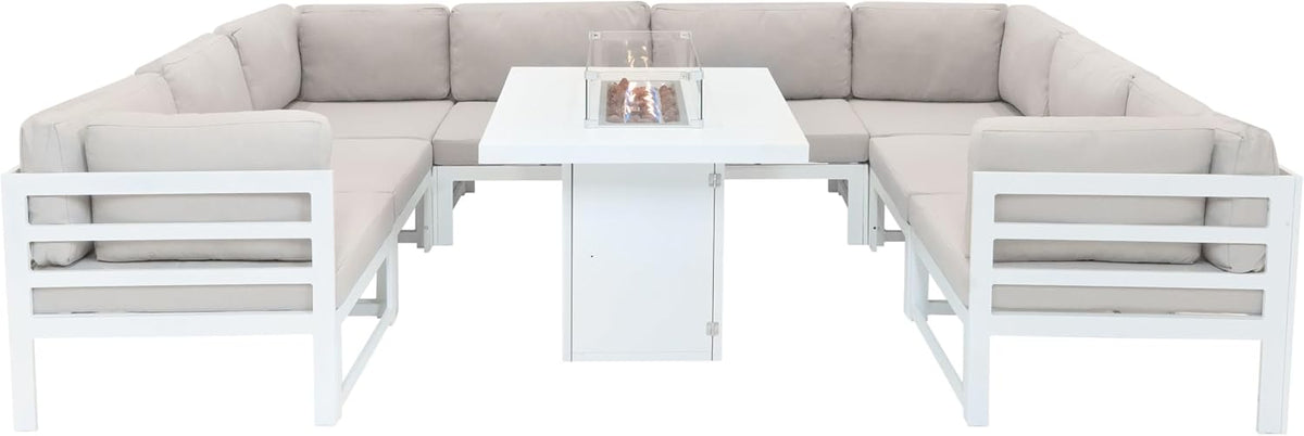 Gartenmöbel-Set, aus Aluminium, wasserdicht, für den Garten und die Terrasse, Weiß/Grau, Monster Shop
