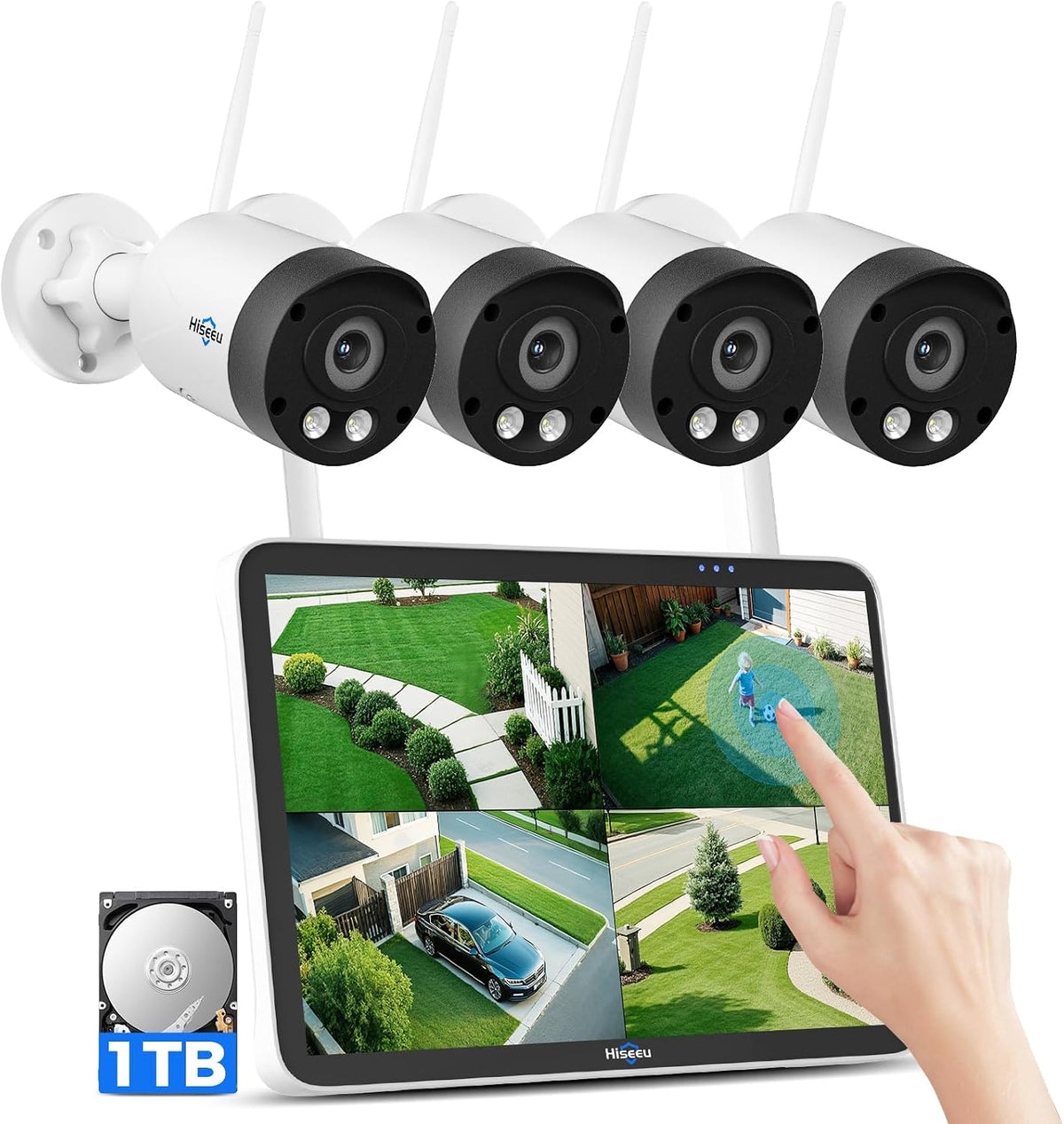 Bullet Cameras IP66, 1 TB, 5 G, mit WLAN, Weiß/Schwarz, Hiseeu
