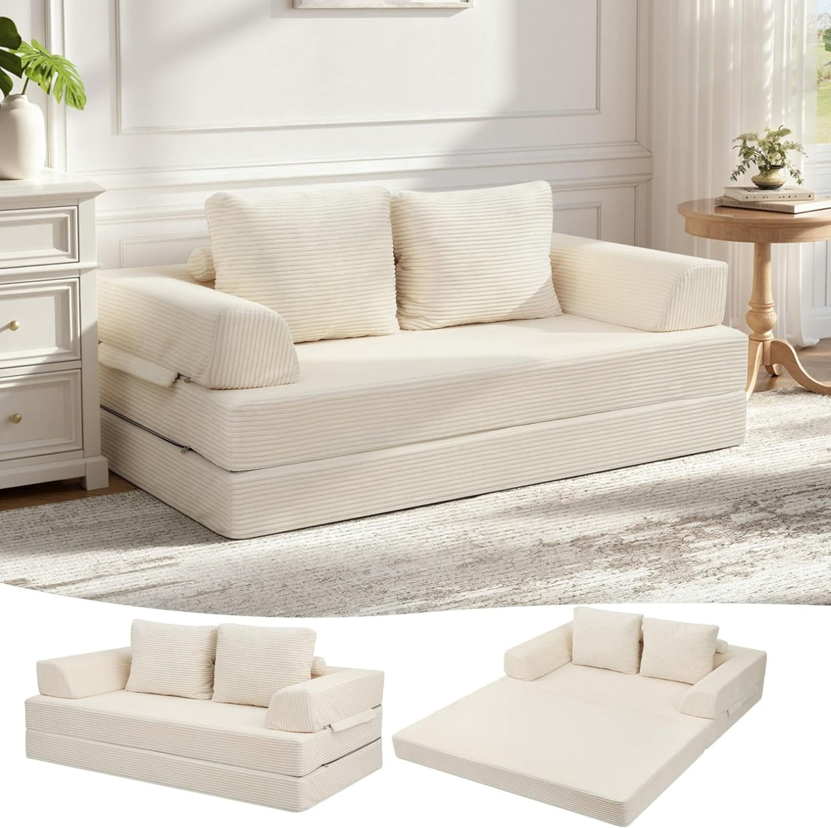 Sofa Boneless, aus Stoff, für das Wohnzimmer und das Schlafzimmer, Beige, MeMoreCool