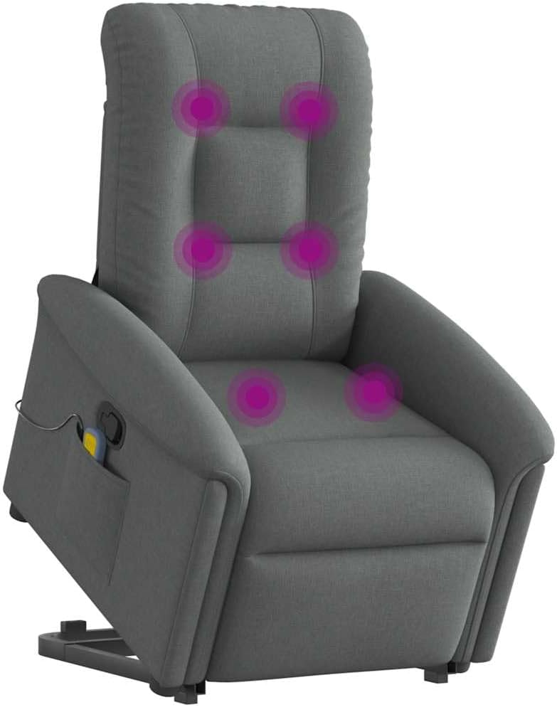 vidaXL Sessel, mit USB, aus Stoff, Dunkelgrau